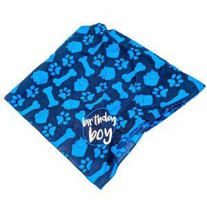 Dog Bandana Pet Birthday Boy Blue Size Medium/Large, Dog Over Everything